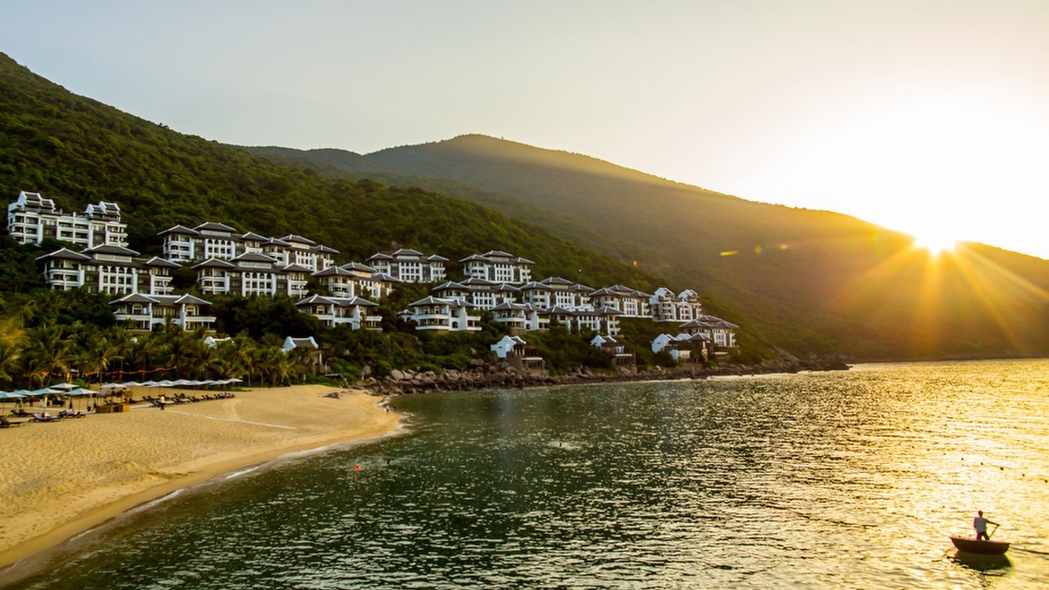InterContinental Danang Sun Peninsula resort in Vietnam photographed in low evening light by Justin Mott and Mott Visuals.